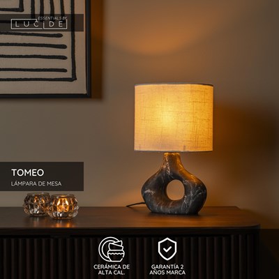 Lucide TOMEO - Lámpara de mesa - 1xE14 - Negro - Essential